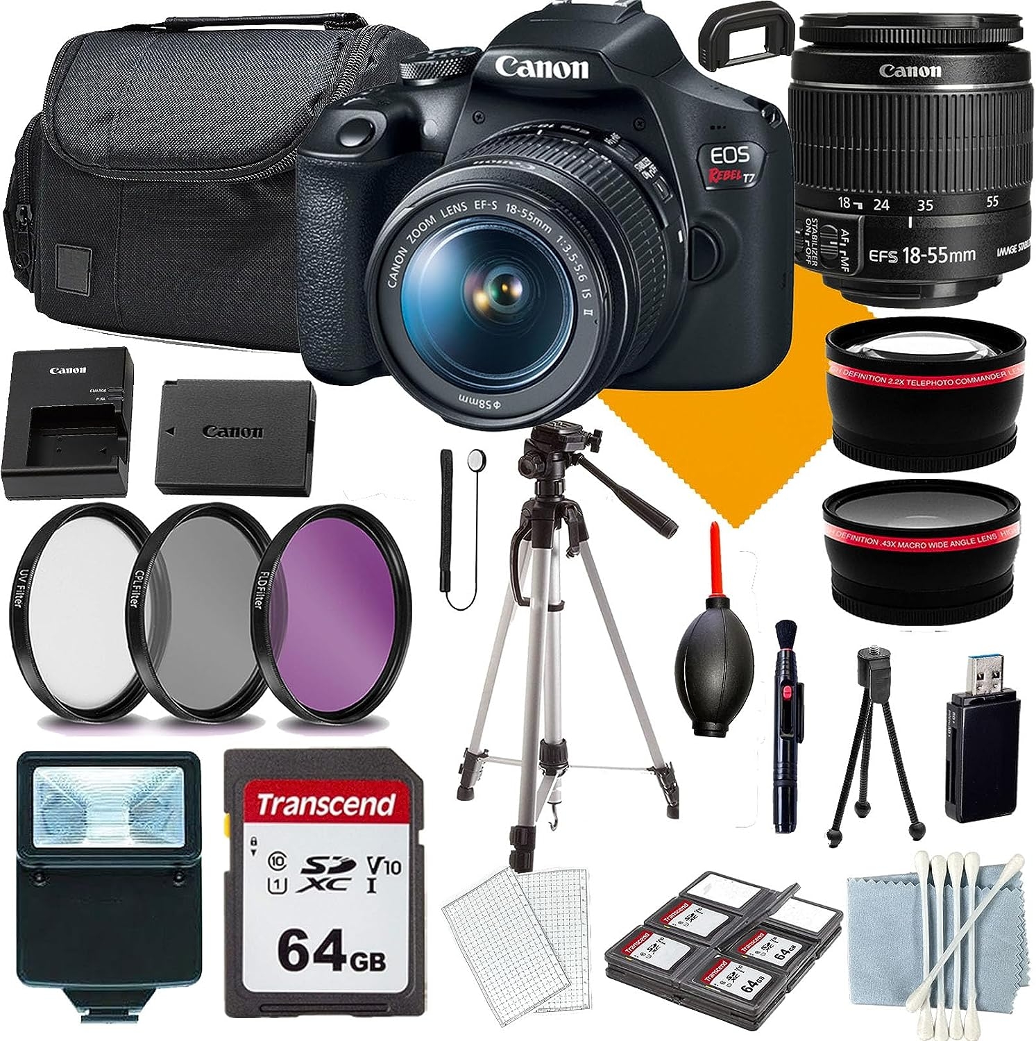 Kit Canon EOS Rebel T7 18 Piezas