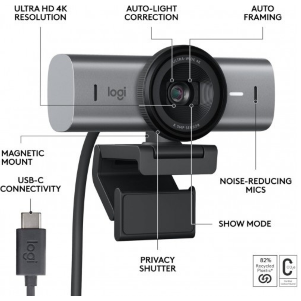 Cámara Web Logitech BRIO 4K Pro 700 960-001548