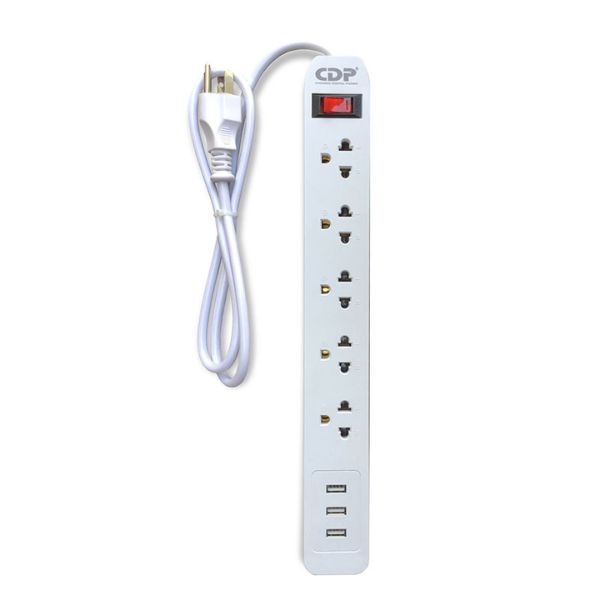 Regleta CDP Supresor de Picos 5 Entradas 3 puertos USB, RU-SS5