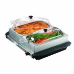 Servidor Brentwood para Buffet Doble con Bandejas de Acero Inoxidable 1.5Qt