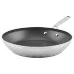 Sartén KitchenAid de acero inoxidable cepillado con base de 3 capas de 12"