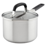 Cacerola KitchenAid de acero inoxidable con marcas medidoras y tapa 1.6 cuartos