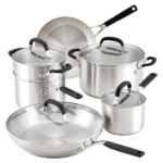 Juego de ollas y sartenes KitchenAid de acero inoxidable 10 piezas