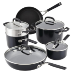 Juego de ollas y sartenes KitchenAid Antiadherentes Anodizados de 10 piezas